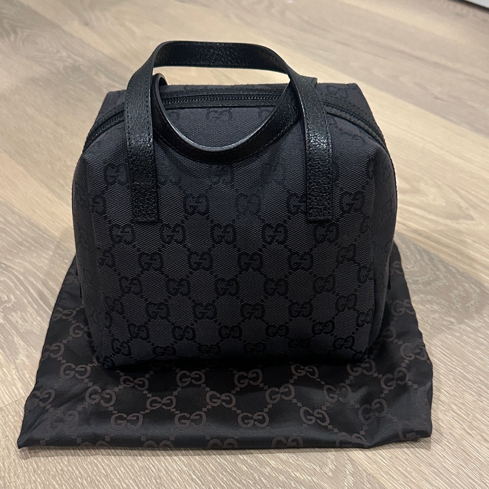 Gucci Black GG Signature Canvas Top Handle Bag